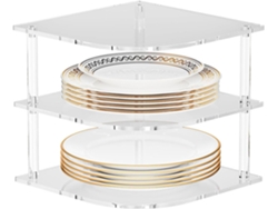 Organizador de platos para armario | Soporte para cuencos de acrílico transparente, estante esquinero con Gokoco