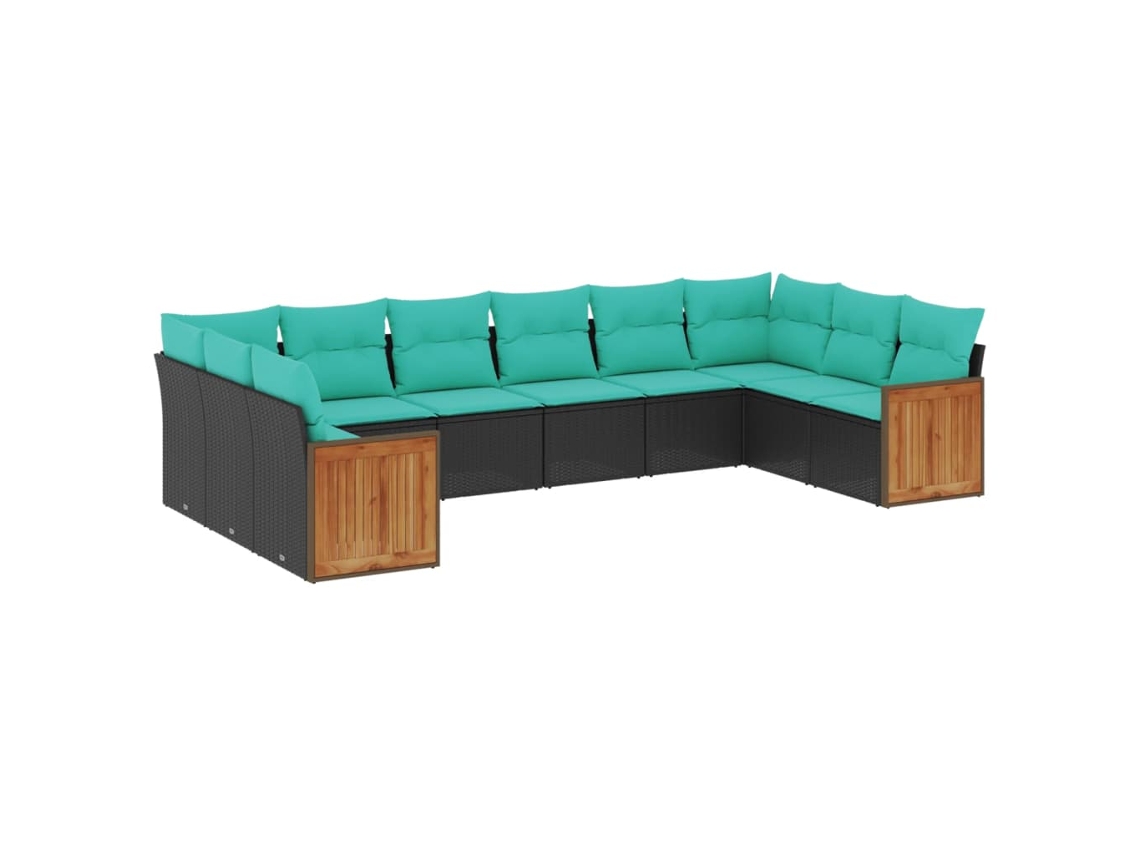 Conjunto de sofá de jardín de 3 piezas con cojines de ratán sintético. EXCLUSIVO DE MAISON.