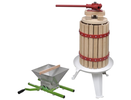 vidaXL Conjunto de prensa y trituradora de frutas y vinos 2 piezas