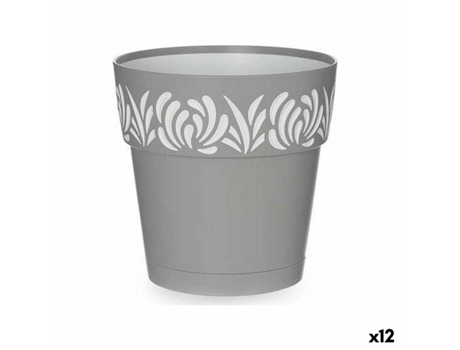 Maceta Autorriego Gaia Gris Blanco Plástico (15 x 15 x 15 cm) (12 Unidades)