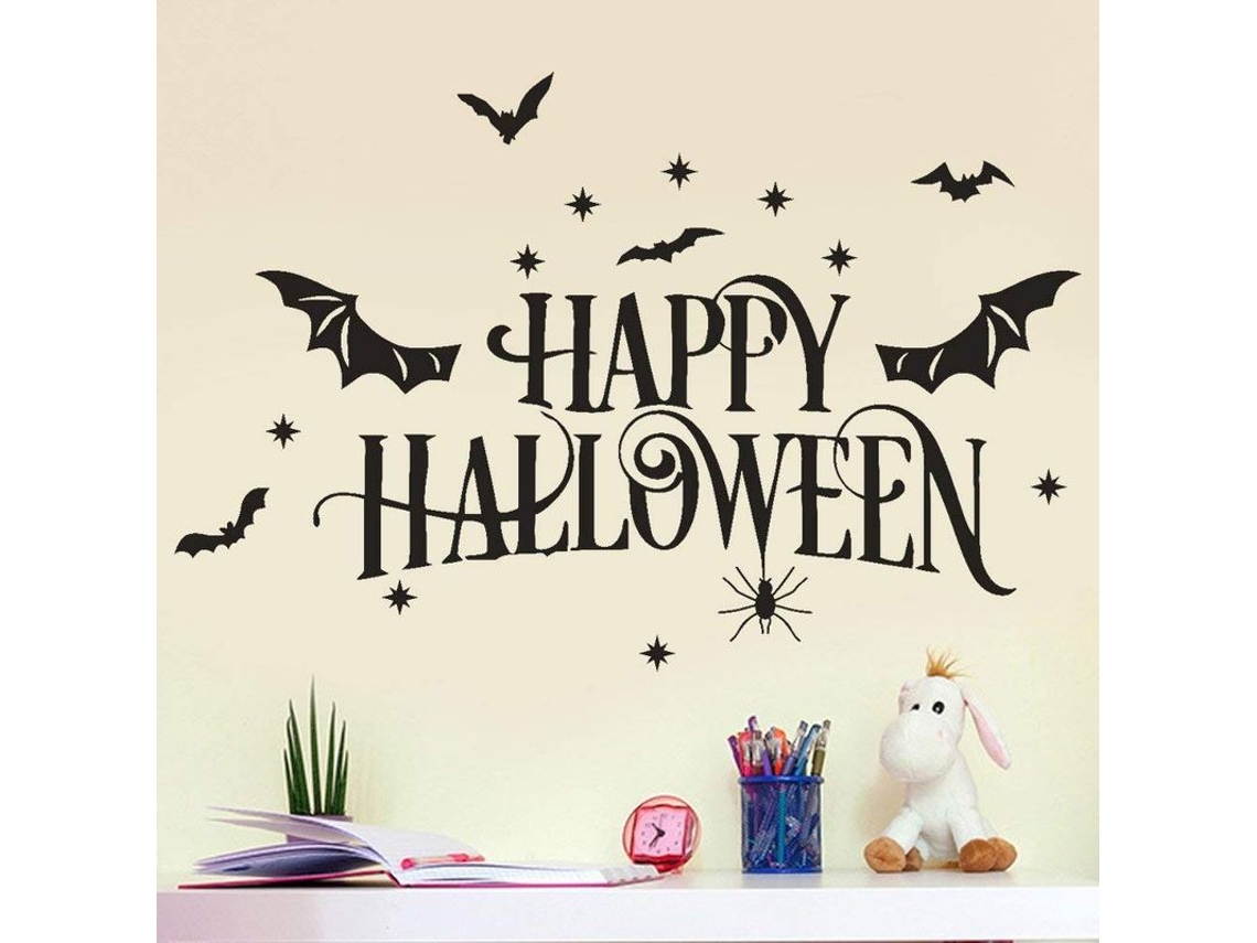 Adorno De Puerta/pared/ventana De Halloween - Pegatina Con Murciélago Araña Y Estrellas Feliz Halloween