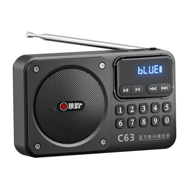 Radio Portátil Con Pantalla Led (negra) - Fm 76-108 Mhz - Diseño Con Cordón - Tarjeta Tf - Usb - Reproductor De Música