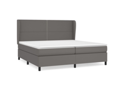 Maison Exclusive - Cama Box Spring Con Colchón Cuero Sintético Gris 200x200 Cm