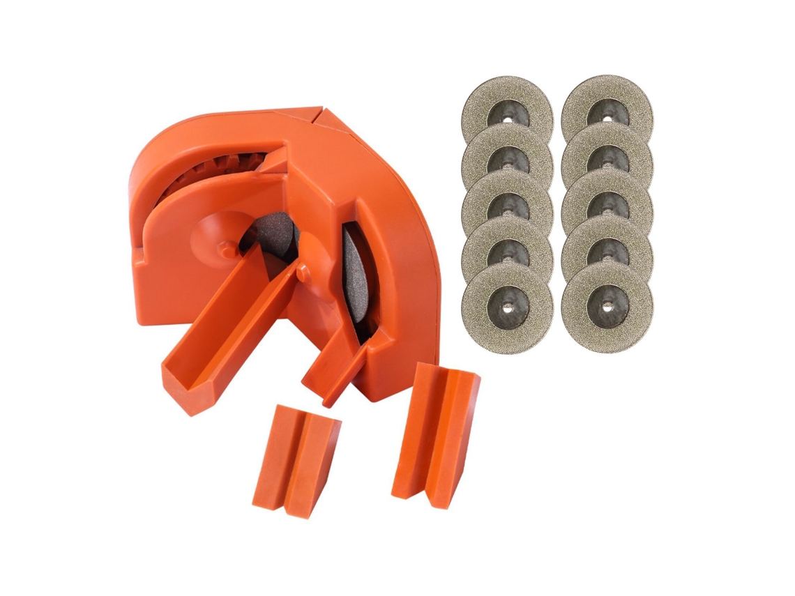 Kit De Afiador De Brocas Com 10 Discos De Esmeril Diamante E 3 Ferramentas Auxiliares Laranja