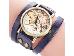 Reloj De Pulsera Unisex De Cuarzo En Aleación Con Esfera Multicapa Y Correa De Piel Sintética Azul.