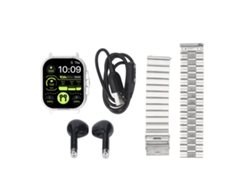 Relógio Inteligente 2 Em 1 Com Fones De Ouvido Bluetooth Tela Hd 2.01 Polegadas Fitness Tracker Para Ios Android Prata