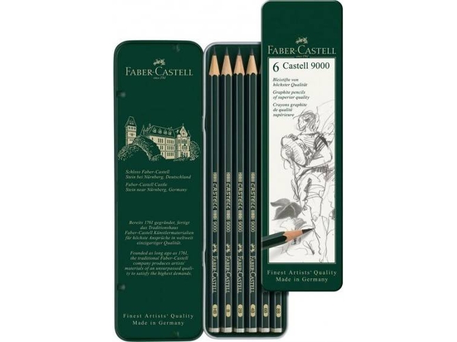 Lápiz de Grafito FABER-CASTELL Hb/8b (6 Un - Negro)