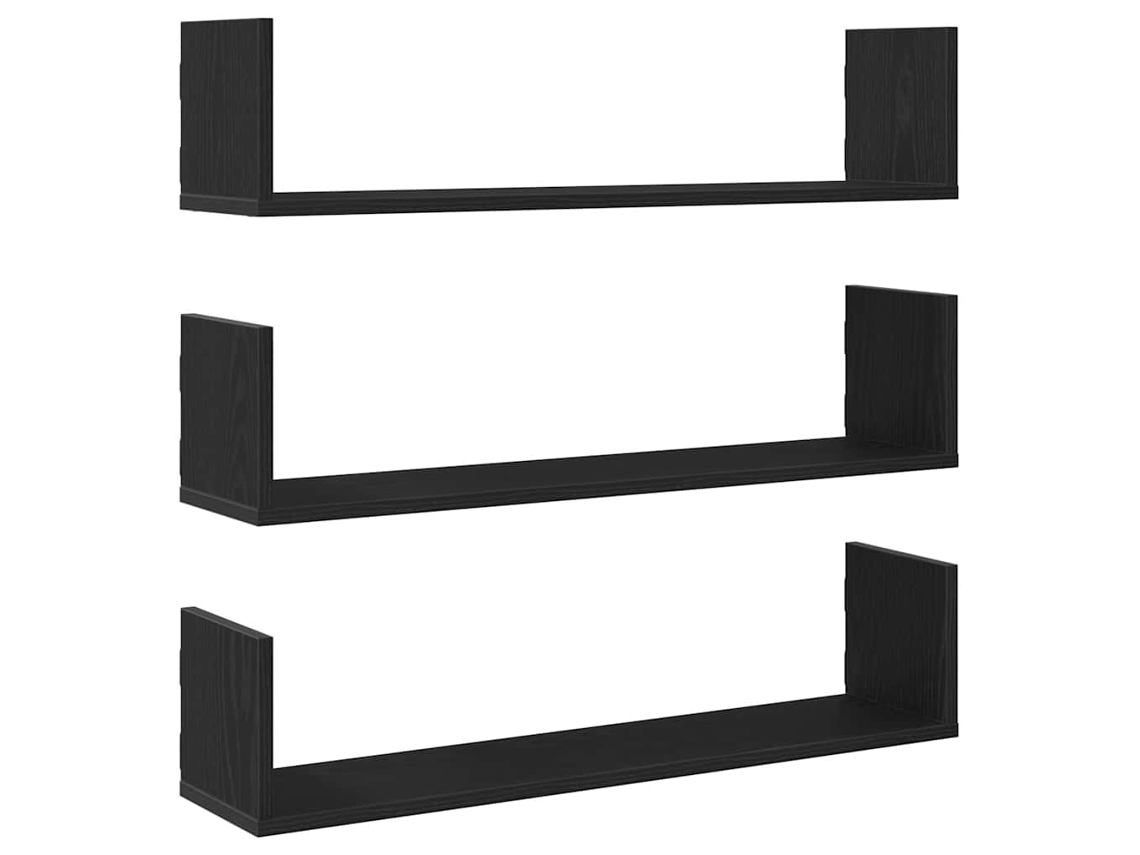Maison Exclusive - Estantes De Pared, 3 Unidades, Roble Negro, 80x18x18 Cm, Madera De Ingeniería