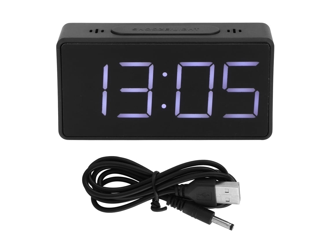 Reloj de escritorio electrónico LED Baok-Simple con función de repetición para estudiantes y uso doméstico (negro)