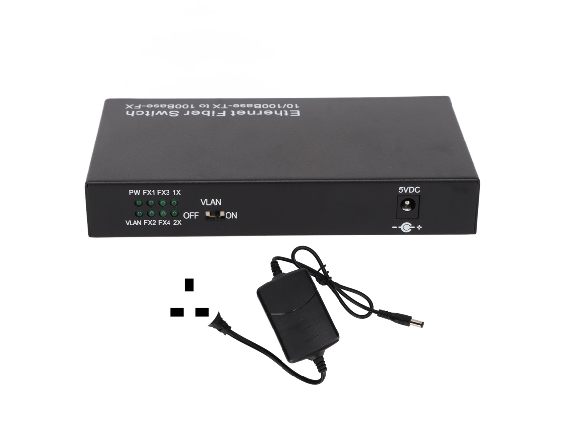 Conmutador Óptico Ethernet De 6 Puertos 10/100 Mbps De Fibra Única, Metálico, Plug And Play, Enchufe Británico.