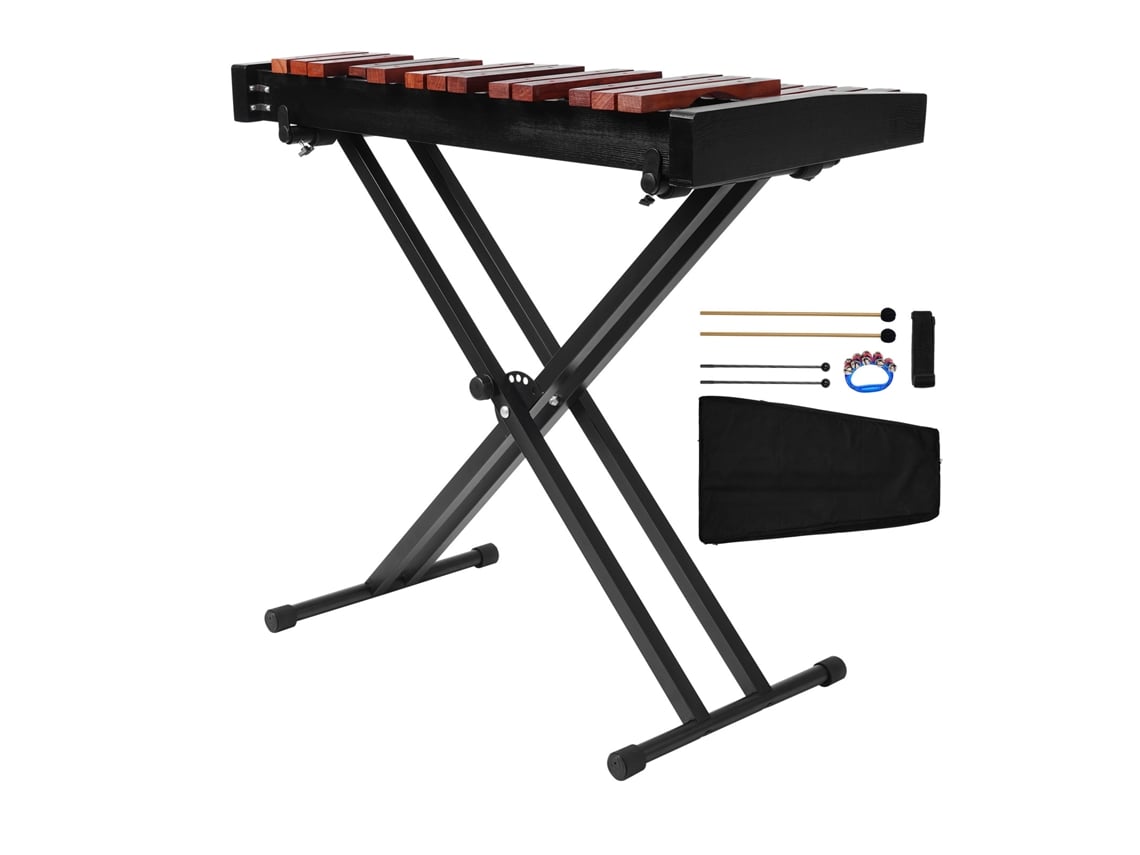 Succebuy Xilófono Glockenspiel de 32 notas con soporte ajustable, 320–950 mm (marrón)