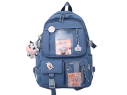 Mochila kawaii con lindos broches, colgante de peluche, mochila escolar kawaii, mochila estética linda