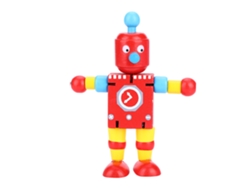 Ats-juguetes Robot De Madera Con Personalidad Cute Juguetes Educativos Para Niños Niñas (rojo)