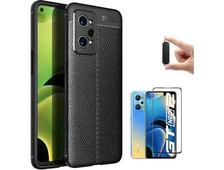 Kit Funda, Protector de Pantalla y Soporte Magnético Realme GT Neo 2 5G Rugged Leather (Negro)