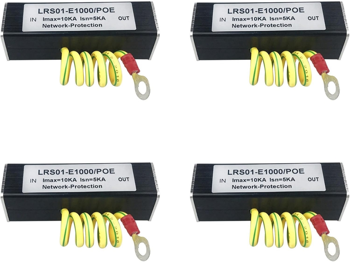 4 Cámaras De Red Ip Poe De 100/1000m Con Switch Rj45 Y Protector Contra Sobretensiones