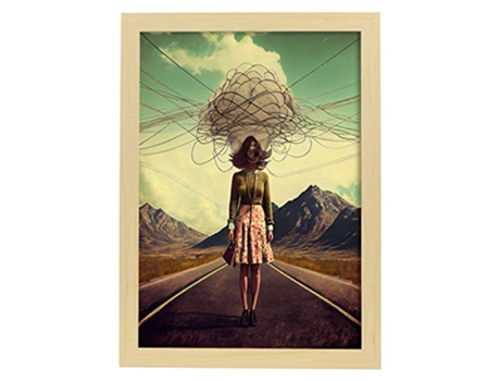 NACNIC Poster Ansiedad En Estilo Surrealismo Cinematográfico Ilustraciones Y Grabados De Historieta Abstracta Y Artística A4 Marcos Madera