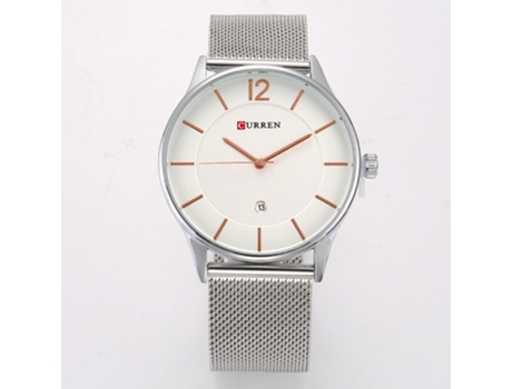 Relojes de hombre Relojes de acero inoxidable de moda Reloj con fecha resistente al agua para hombres - Concha blanca blanca LUUCOZK