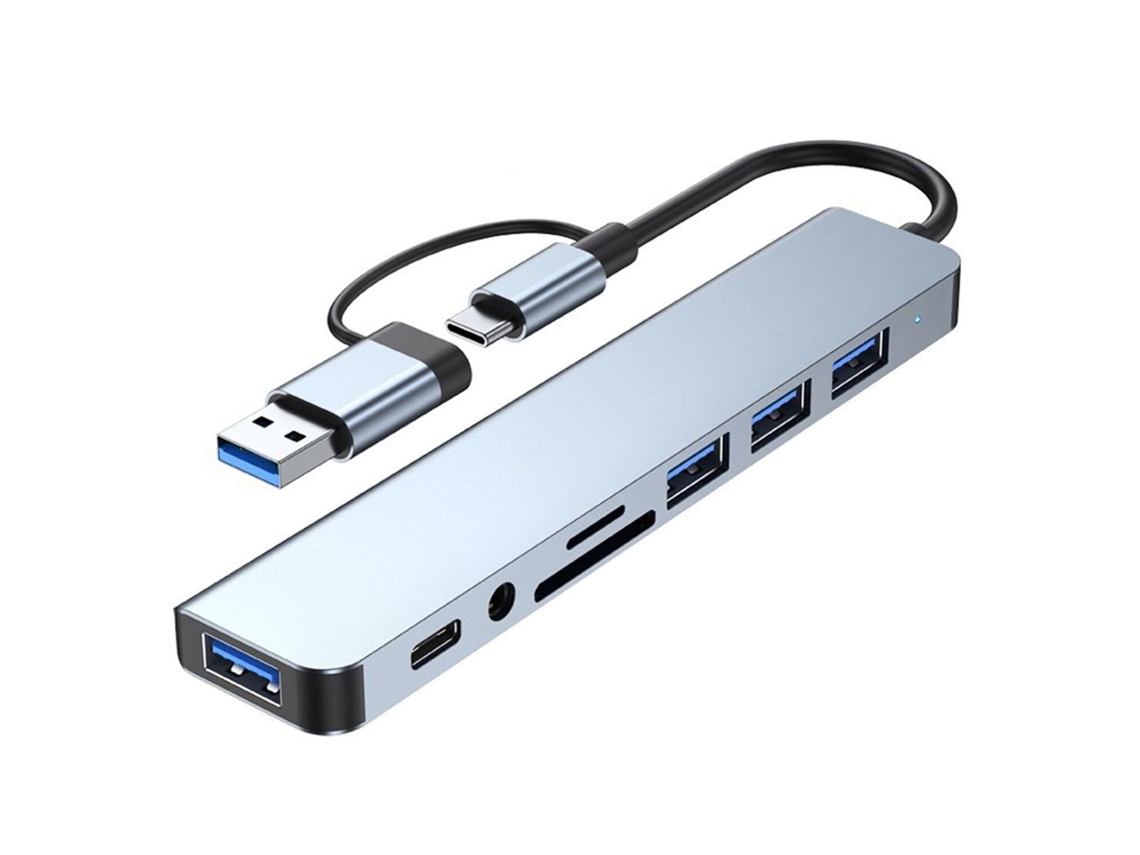 Docking Station Usb3.0 Transferencia De Datos De Alta Velocidad Lector De Tarjetas Sd Tf 2 En 1 Hub De Metal Multifunción Con 8 Puertos Usb A Y Usb C