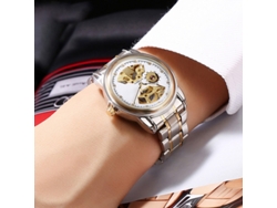 Reloj De Pulsera Automático Mecánico Luminoso E Impermeable Para Hombre, De Acero Blanco 2