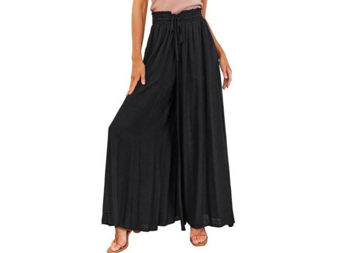 Calça Casual Feminina 2026 com Cintura Elástica e Bolsos, Tamanho XL, Preta