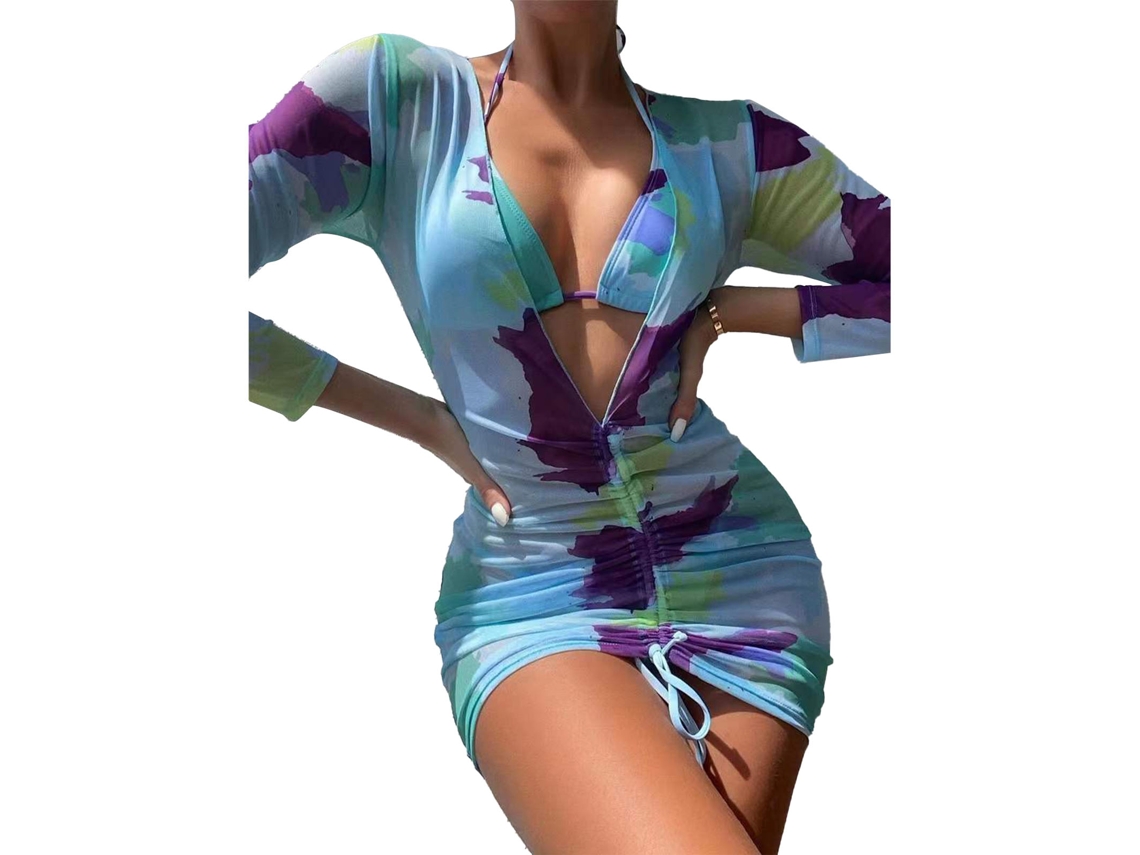 Bikini de dos piezas para mujer, malla azul, talla M, traje de baño