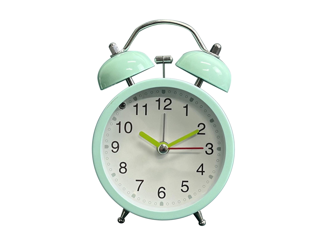 Reloj despertador Baok de 7,6 cm con sonido potente y luz nocturna, para niños y estudiantes, color verde.