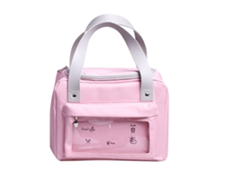 Bolsa de almuerzo portátil con aislamiento de lona Oxford de color rosa sólido con gran capacidad