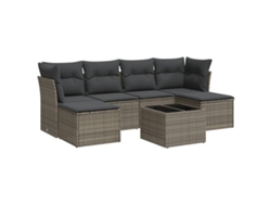 Maison Exclusive - Set De Sofás De Jardín 7 Piezas Con Cojines Ratán Pe Gris