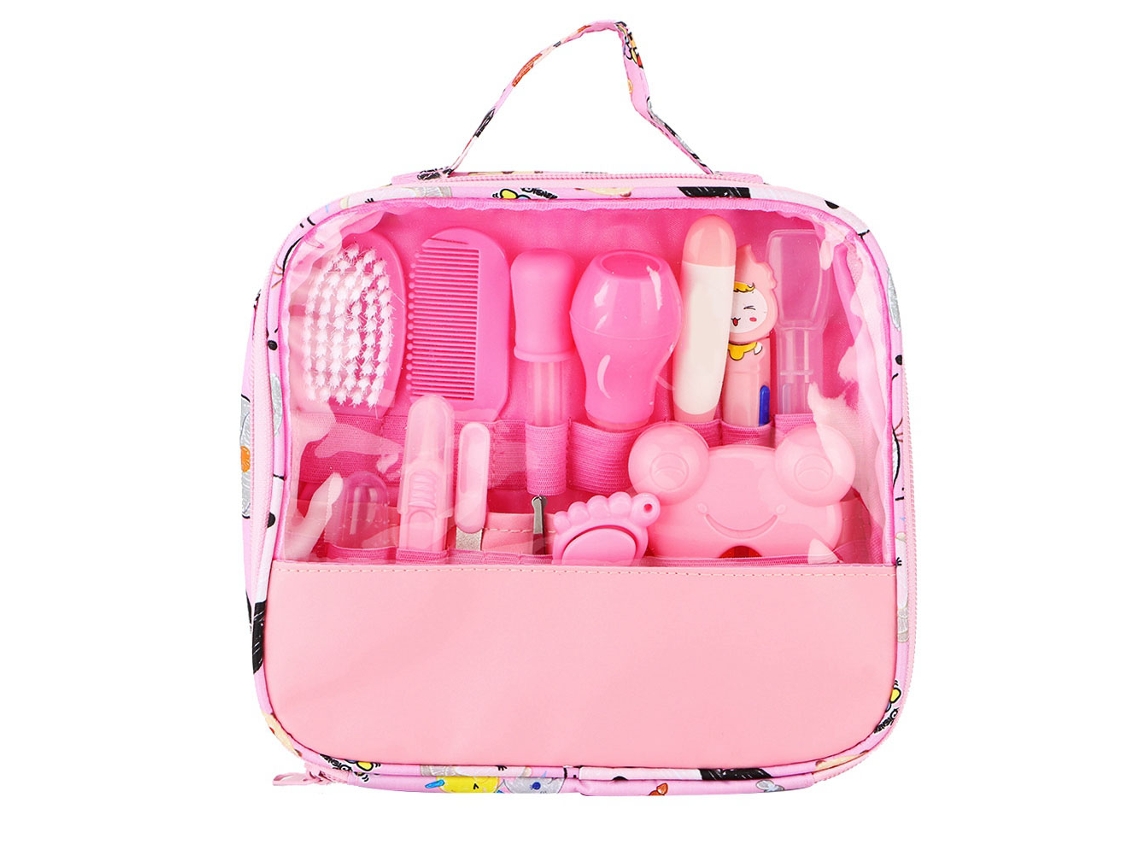 2026-13pcs Set De Cuidado De Uñas Y Limpieza Para Bebé Herramientas De Cuidado Personal Diario Bolsa Rosa