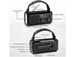 Radio solar, radio meteorológica NOAA de 20 000 mAh, radio de manivela con AM/FM, color negro Yizhood