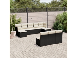 Conjunto de sofás de jardín de 10 piezas DKD Home Decor con cojines de mimbre negros