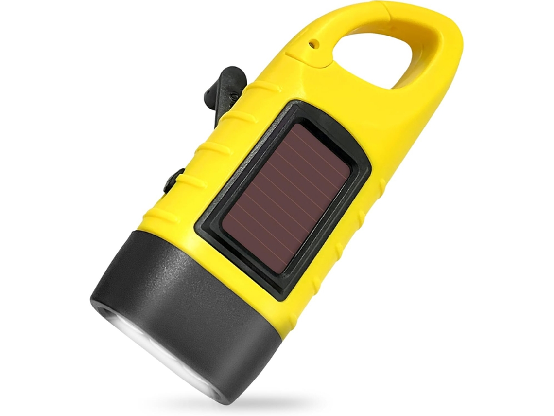 Linterna LED solar recargable con manivela, ideal para senderismo, camping y senderos, Tommy01