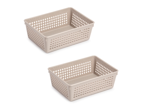 PLASTIC FORTE - Juego de 2 Bandejas Organizadoras Pequeñas Multiusos Marrón