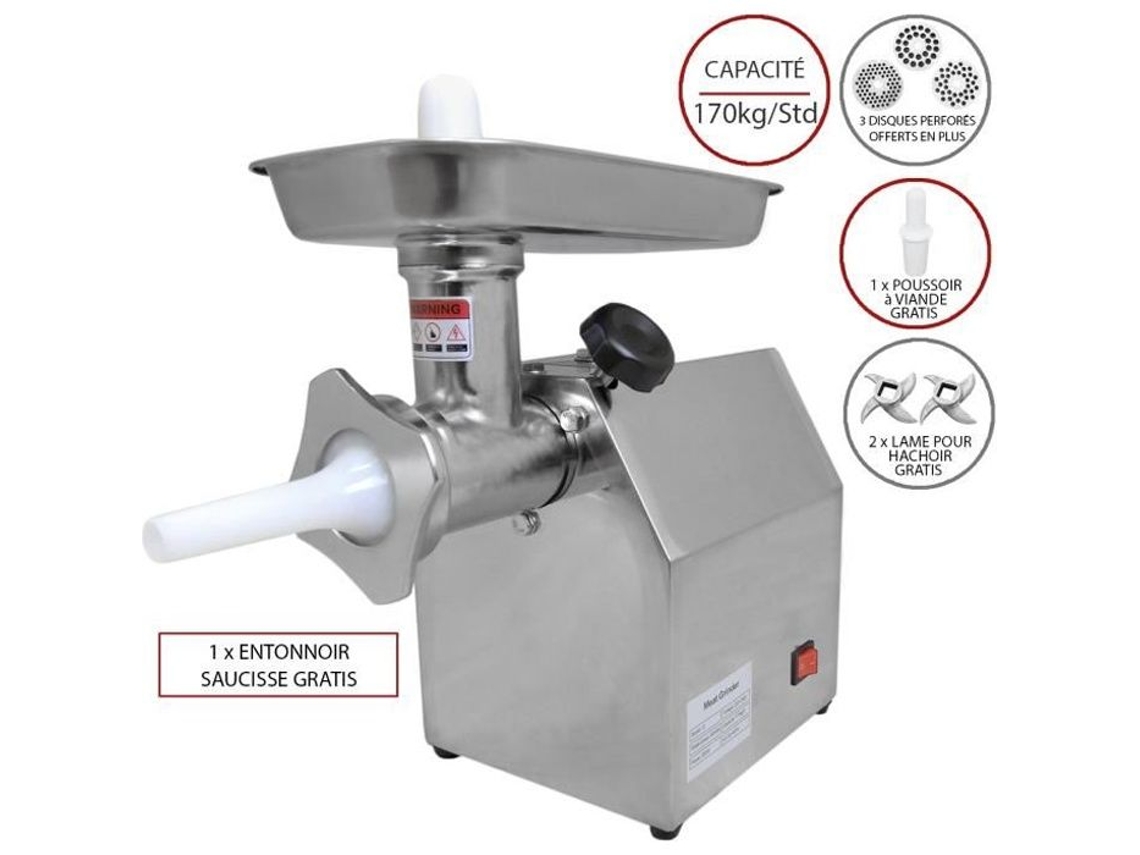 Picadora de carne eléctrica comercial para carnicero y salchichas, 850 W, acero inoxidable,…