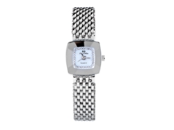 Reloj Analógico De Cuarzo Para Mujer Con Piedras Y Brazalete De Aleación, Esfera Plateada Pequeña.