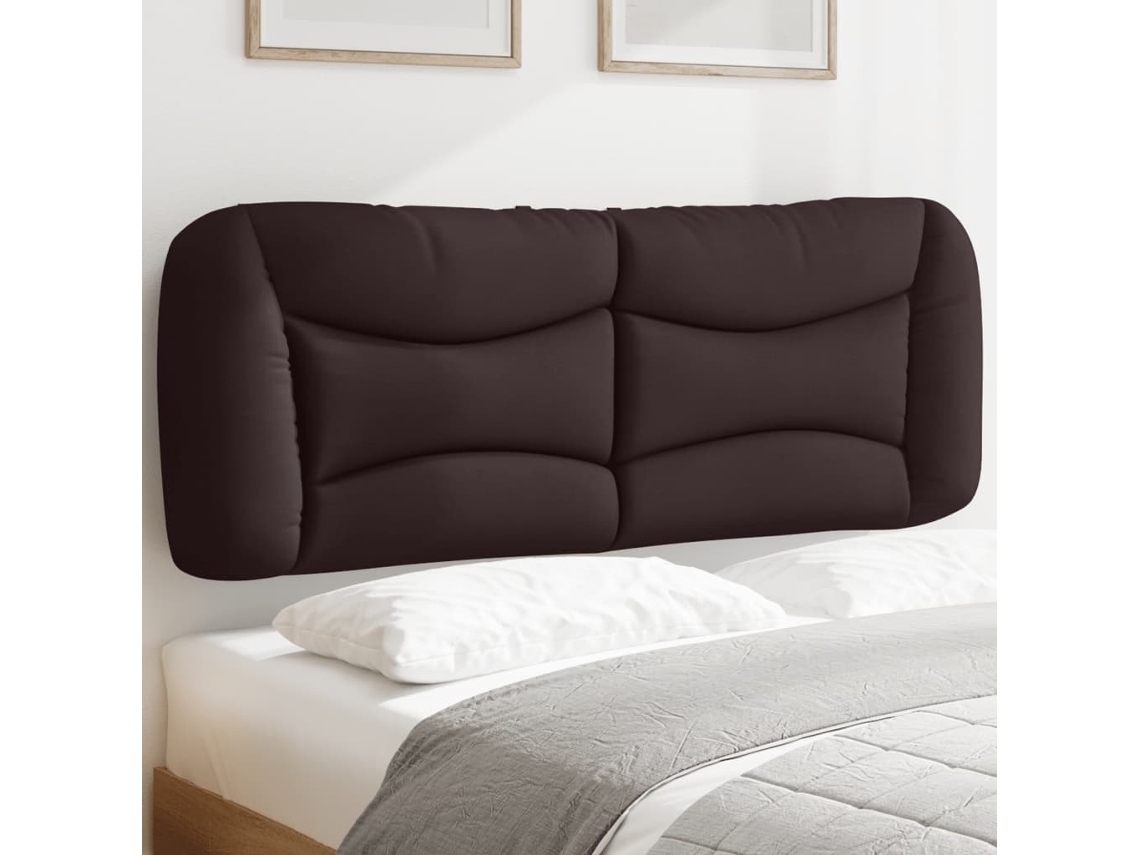 Cabecero De Cama Acolchado Tela Marrón Oscuro 140 Cm