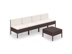 Maison Exclusive - Set Muebles De Jardín 5 Pzas Y Cojines Ratán Sintético Marrón