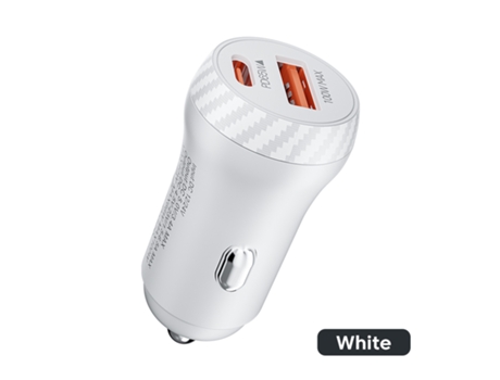 Mini Dual USB Type-C PD Cargador de teléfono para automóvil Accesorios de adaptador de carga rápida (Blanco) ENZONS