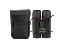 Telescopio de doble tubo con zoom 30x60, portátil y plegable para exteriores, alta definición, revestimiento negro y rojo.