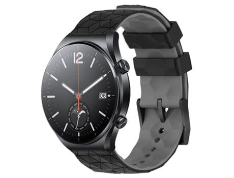 Correa de reloj inteligente para Xiaomi MI Watch S1 22 mm Correa de reloj de silicona con patrón de fútbol de dos colores (negro + gris)