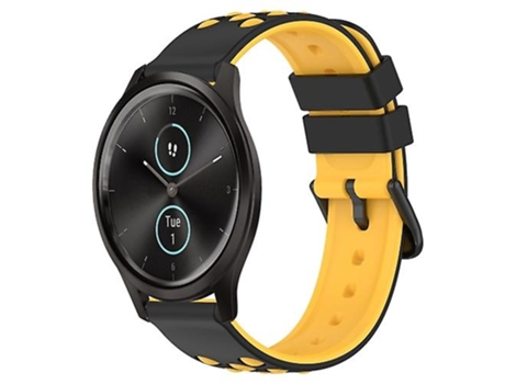 Correa para Garmin Garminmove Style 20mm Correa de reloj de silicona porosa bicolor Negro-Amarillo VENISYMLIS