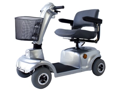 Scooter eléctrico 4 ruedas MOBICLINIC Auton. 34 km Asiento giratorio y plegable 12V Gris Piscis Movilidad reducida