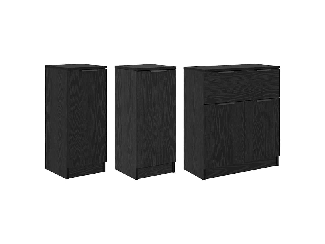 MAISON EXCLUSIVE Aparador con cajón, 3 piezas, roble negro, madera procesada