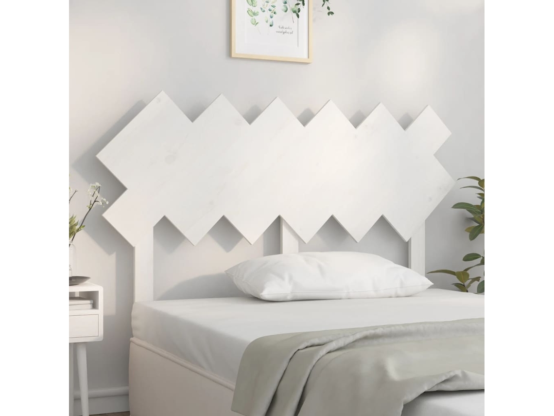 Cabecero De Cama Madera Maciza De Pino Blanco 132x3x81 Cm