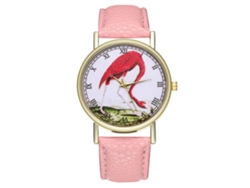 Reloj De Pulsera De Cuarzo Moderno Unisex De Piel Rosa Zhoulianfa