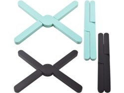 Paquete de 4 mantas plegables de silicona, mango extensible de silicona ecológico, almohadilla térmica, diseño plegable en cruz ZYBLSSBB