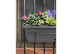 Jardin202 - Jardinera De Balcón Con Plato Y Soporte Metálico Incorporado | Macetero Balconero De Plástico Para Colgar Gris 60 Cm | 60 Cm (gris)