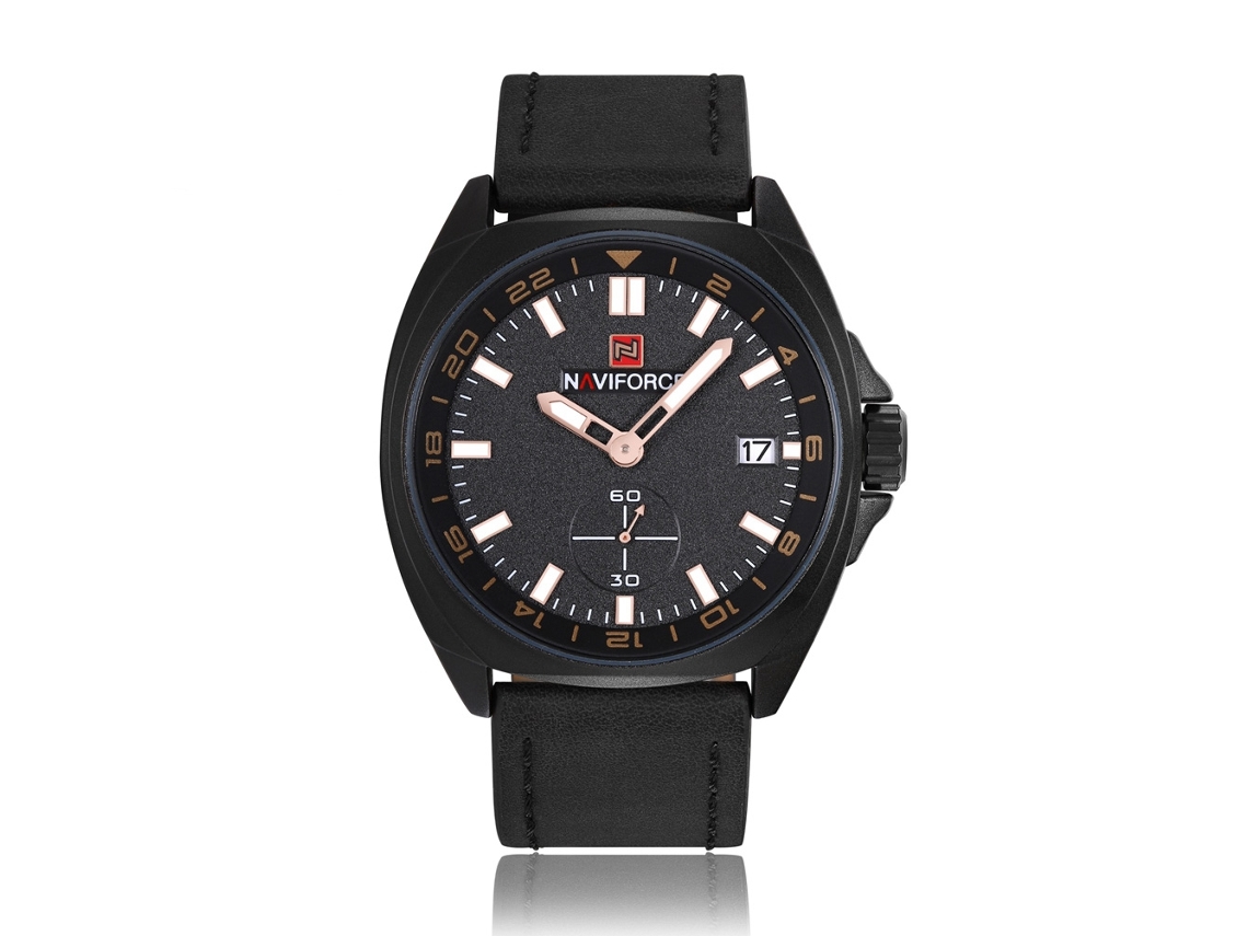 Reloj De Cuarzo Para Hombre Con Correa De Cuero, Resistente Al Agua Hasta 30 M Y Calendario (negro/marrón).