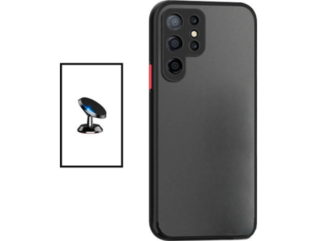 Kit Carcasa Trasera Protección Cámara + Soporte Magnético Samsung Galaxy S22 Ultra 5G GIFT4ME Negro