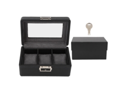 Estuche de exhibición de relojes de cuero sintético de 3 compartimentos para almacenamiento